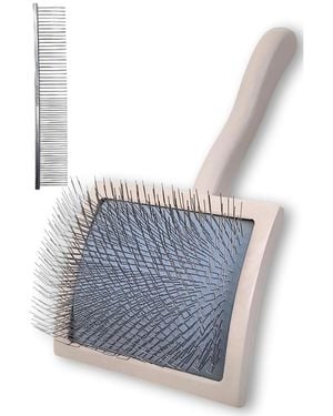 Aronkl Premium Dog Slicker Brush Comb Kit For Dense Long Curly Coats Doodles Poodles Goldendoodles Labradoodles - Blue