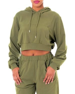 DAI MODA Toni Oversized Crop Hoodie - Green
