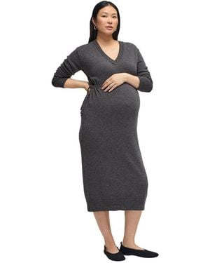 Ingrid & Isabel Ingrid + Isabel Maternity Ingrid + Isabel Cozy V Neck Midi Sweater Dress - Black