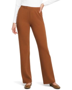Lands' End Petite Sport Knit High Rise Pants - Brown