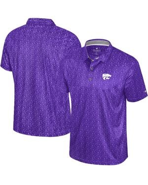 Colosseum Athletics Kansas State Wildcats Football Print Polo Shirt - Purple