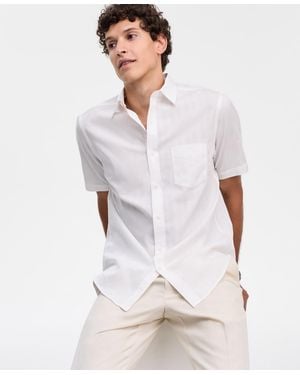Club Room Textured Short-sleeve Shirt - White
