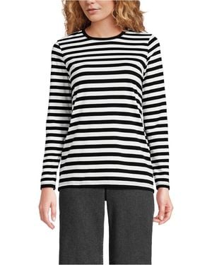 Lands' End Tall Relaxed Supima Cotton Long Sleeve Crew Neck T-shirt - Black
