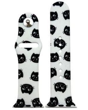 Olivia Pratt Cat Printed Silicone Apple Watch Bands - White