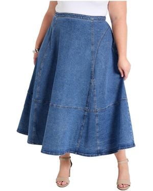 June + Vie June + Vie June + Vie Fit-and-flare Denim Midi Skirt - Blue