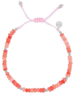 Roxy Waterproof Platinum Watermelon Stone Adjustable Bracelet - Red