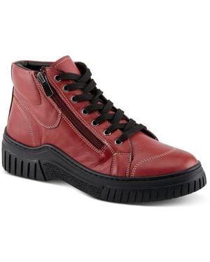 Spring Step Loeva Leather High-top Sneaker Boot - Red