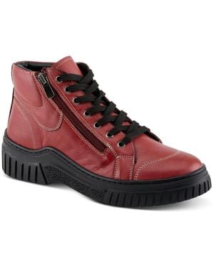 Spring Step Loeva Leather High-top Sneaker Boot - Red