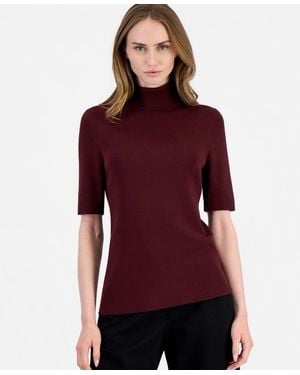 Anne Klein Half-sleeve Turtleneck Sweater - Red