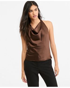 BarIII Satin Halter Open-back Top - Black