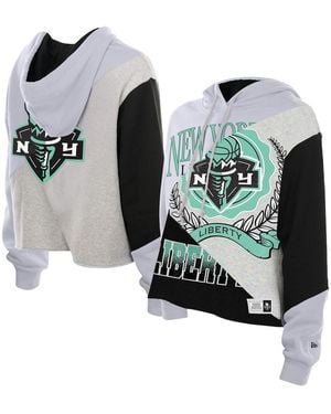 KTZ New York Liberty Upcycled Color Block Cropped Boxy Hoodie - White