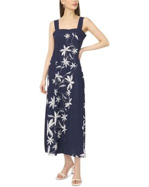 Msk Petite Printed Square Neck Maxi Dress - Blue