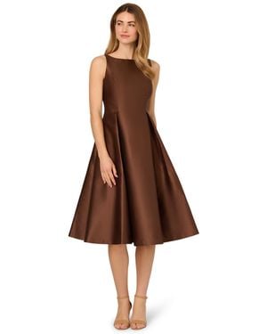 Adrianna Papell Boat-neck A-line Dress - Brown