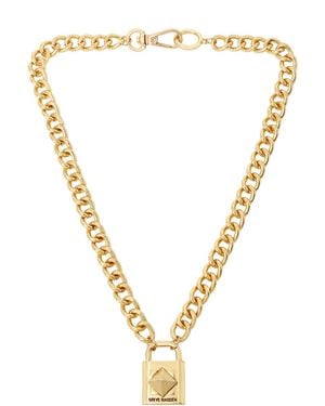 Steve Madden Padlock Pendant Necklace - Metallic