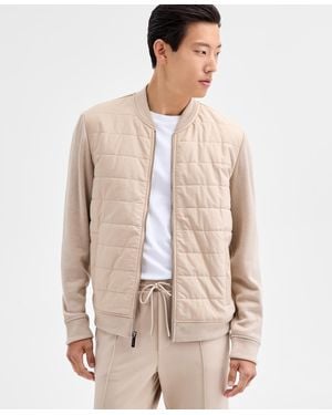 Alfani Long Sleeve Mixed Media Jacket - Natural