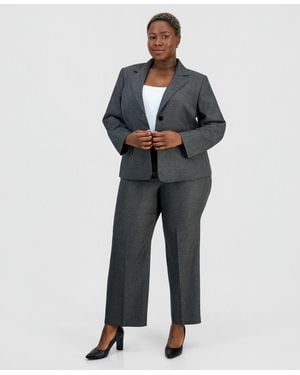 Le Suit Plus Size Four-pocket Jacket & Fly-front Wide-leg Pants Suit - Blue
