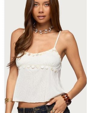 Edikted Mooka Iridescent Charm Tank Top - White