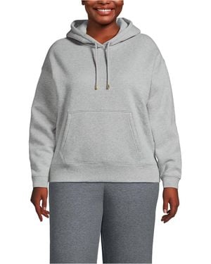 Lands' End Plus Size Serious Sweats Hooded Sweatshirt - Gray