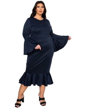 L I V D Plus Size Sabrina Mermaid Hem Dress - Blue