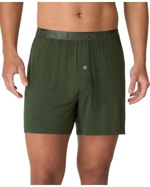 Hanes Originals Tagless Knit Boxers - Green