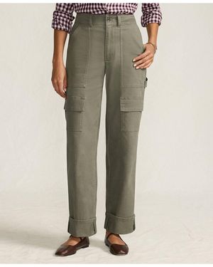 Lands' End Petite Chino Mid Rise Straight Leg Cargo Ankle Pants - Green