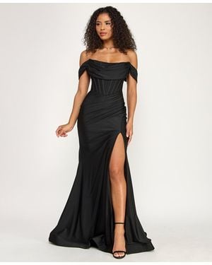 Emerald Sundae Off Shoulder Corset Gown - Black