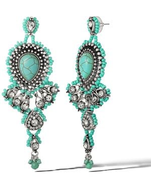 Jessica Simpson Turquiose Bead Statement Earrings - Green