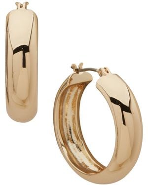 Karl Lagerfeld Tone Thick Hoop Earrings - Metallic