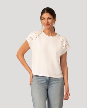 Cable & Gauge Cable And Gauge Scuba Cutout Drop Shoulder Top - White