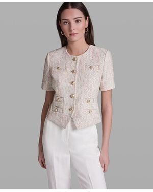 BCBGMAXAZRIA Short-sleeve Crewneck Jacket - Multicolor