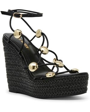Steve Madden Oaklie Studded Strappy Wedge Sandals - Black