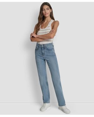 DKNY Classic High Rise Straight No Cuff Jeans - Blue