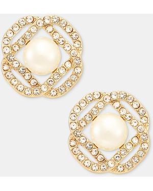 Charter Club Faux Pearl Button Earrings - Metallic