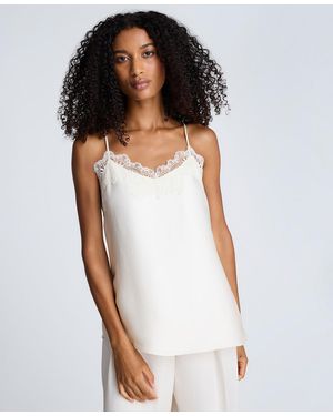 Kenneth Cole Satin Lace Trim Cami - White
