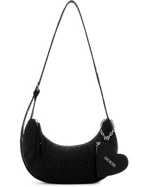Guess Sasha Small Hobo Shoulder Handbag - Black