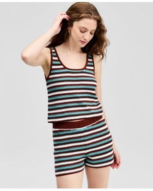 And Now This Petite Striped Sleeveless Sweater - Black