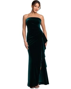 Xscape Stretch Velvet Strapless Gown - Black