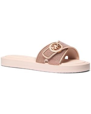 Michael Kors Open Toe Mk Pool Slides Sandals - Pink