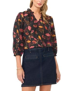 Vince Camuto V-neck Flutter-sleeve Blouse - Black