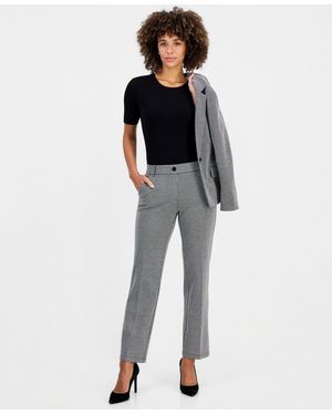 Kasper Petite Audrey Mid-rise Straight Pull-on Trouser - Gray