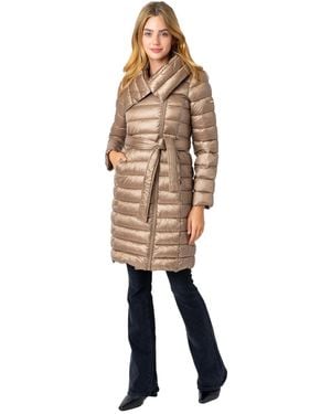 Via Spiga Asym Puffer 38" Belted - Natural