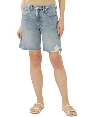 Silver Jeans Co. Relaxed Bermuda Mid Rise Shorts - Blue