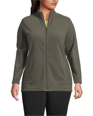 Lands' End Plus Size Anyweather Fleece Full Zip Jacket - Gray