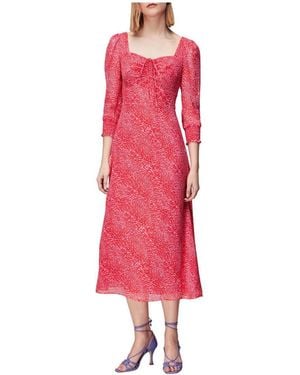 Whistles Diagonal Leopard Midi Dress - Pink