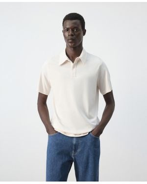 Mango Cotton Fine-knit Polo Shirt - Blue