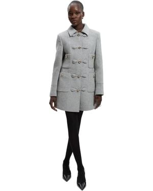 Karen Millen Sculpted Midi Knot-front Occasion Coat - Gray