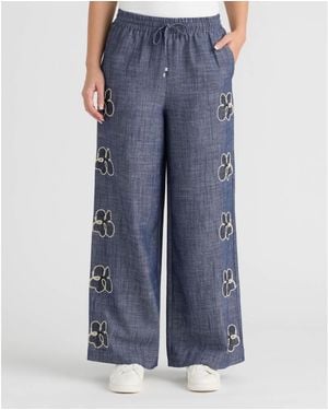 NVLT Pull On Embroidered Trouser - Blue