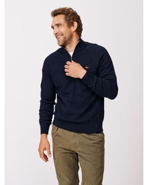 aubi Bonby Zip Neck Sweater - Blue