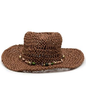 Steve Madden Beaded Trim Classic Western Hat - Brown