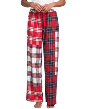 Lands' End Flannel Patchwork Wide Leg Sleep Pants - Red